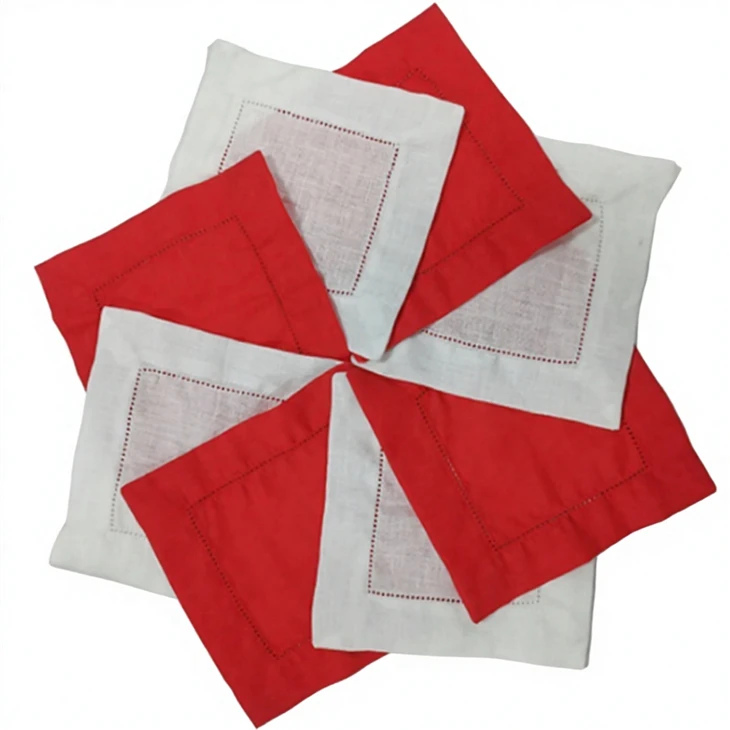 15x15cm Red Cotton Linen Cocktail Napkin For Hotel best